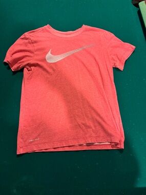 Nike Coral Short Sleeve Dri-FIT Tee with White Swoosh